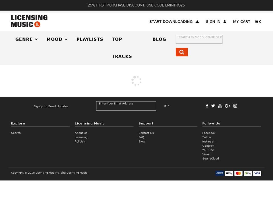 licensingmusic.com — Shopify storefront screenshot