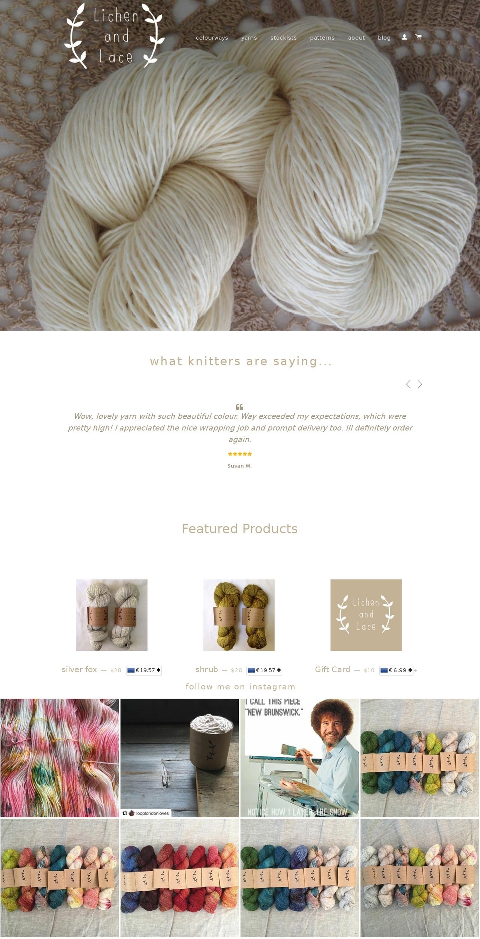 lichenandlace.com shopify website screenshot