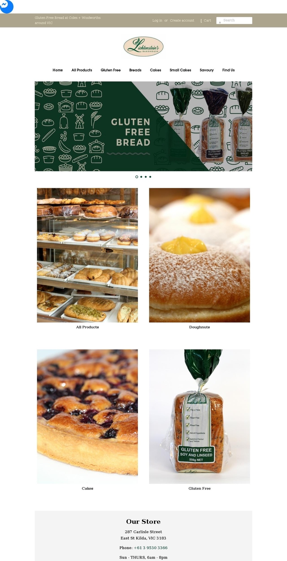 lichtensteinsbakehouse.com.au shopify website screenshot