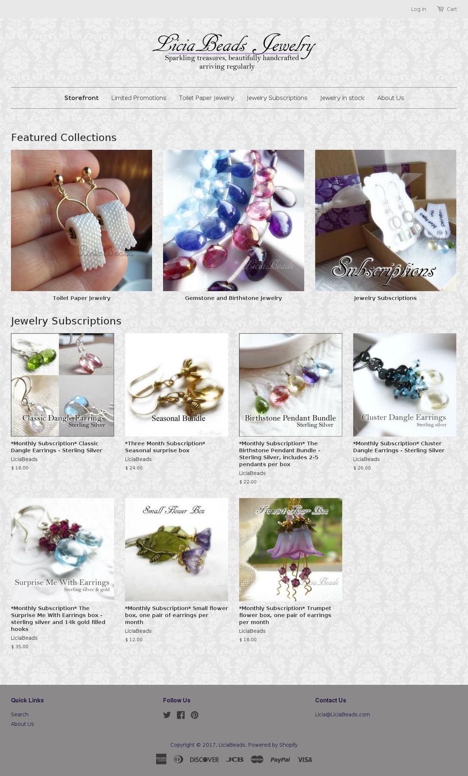 liciabeads.com shopify website screenshot