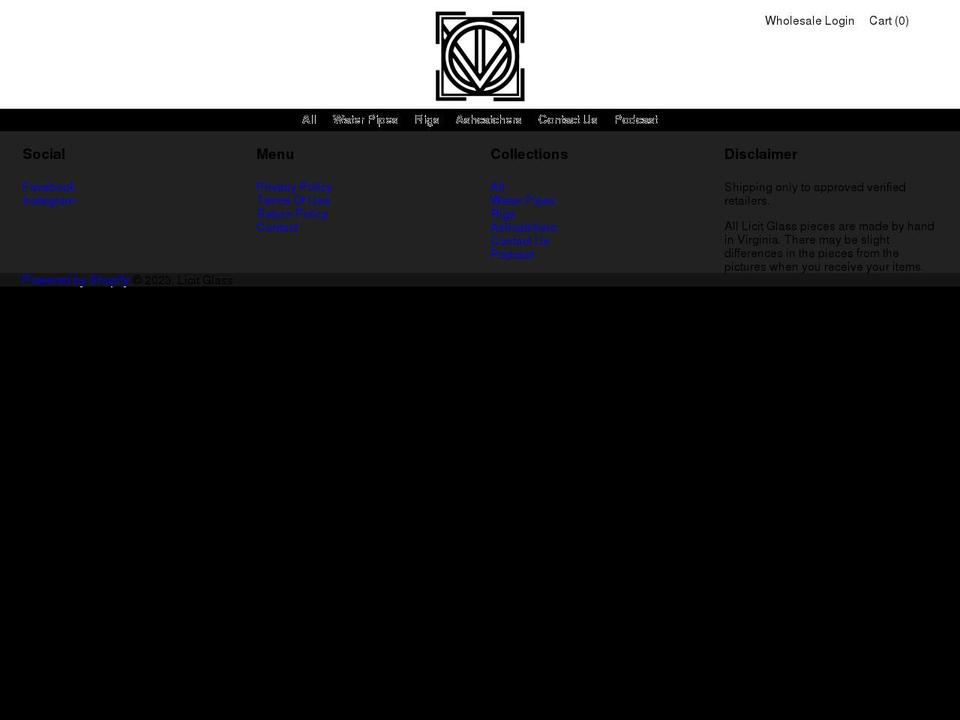 licitglass.com shopify website screenshot