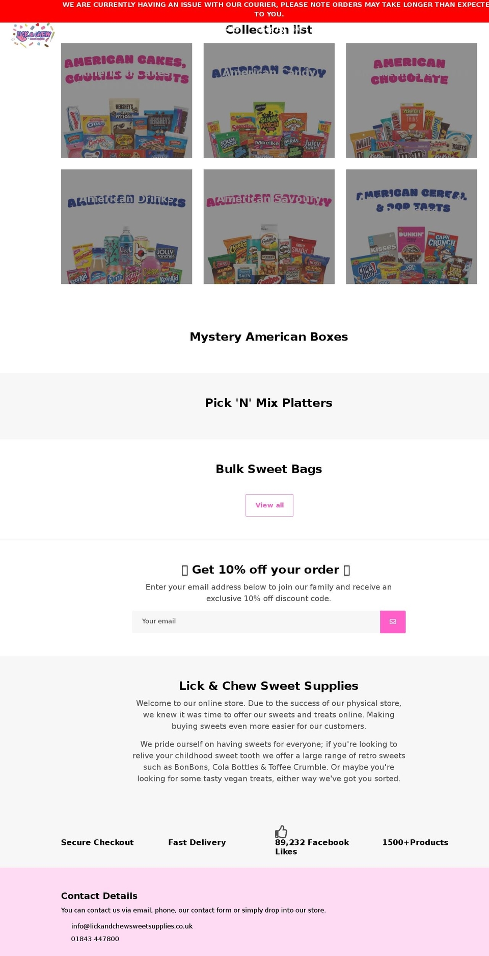 lickandchewsweetsupplies.co.uk shopify website screenshot