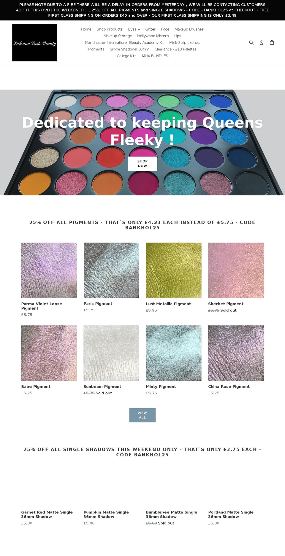 lickandlashbeauty.co.uk shopify website screenshot