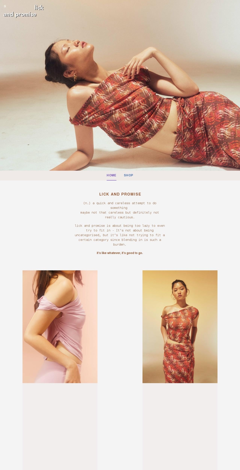 lickandpromise.store shopify website screenshot