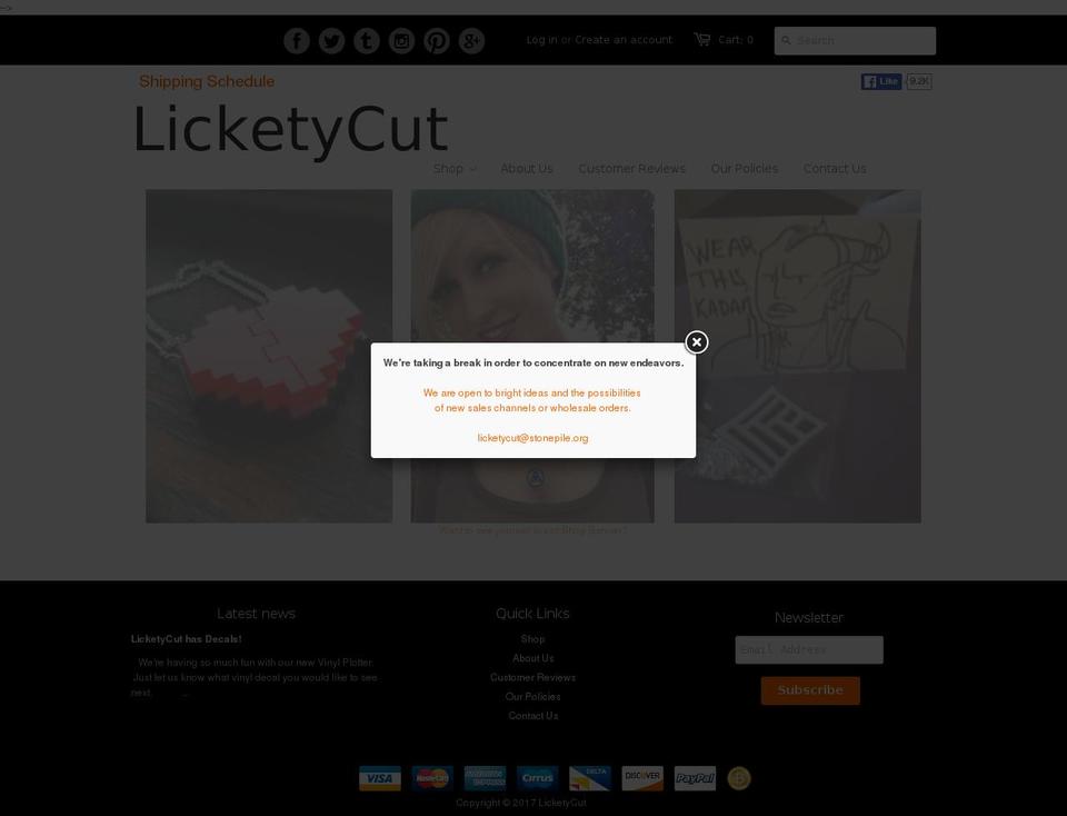 licketycut.org shopify website screenshot