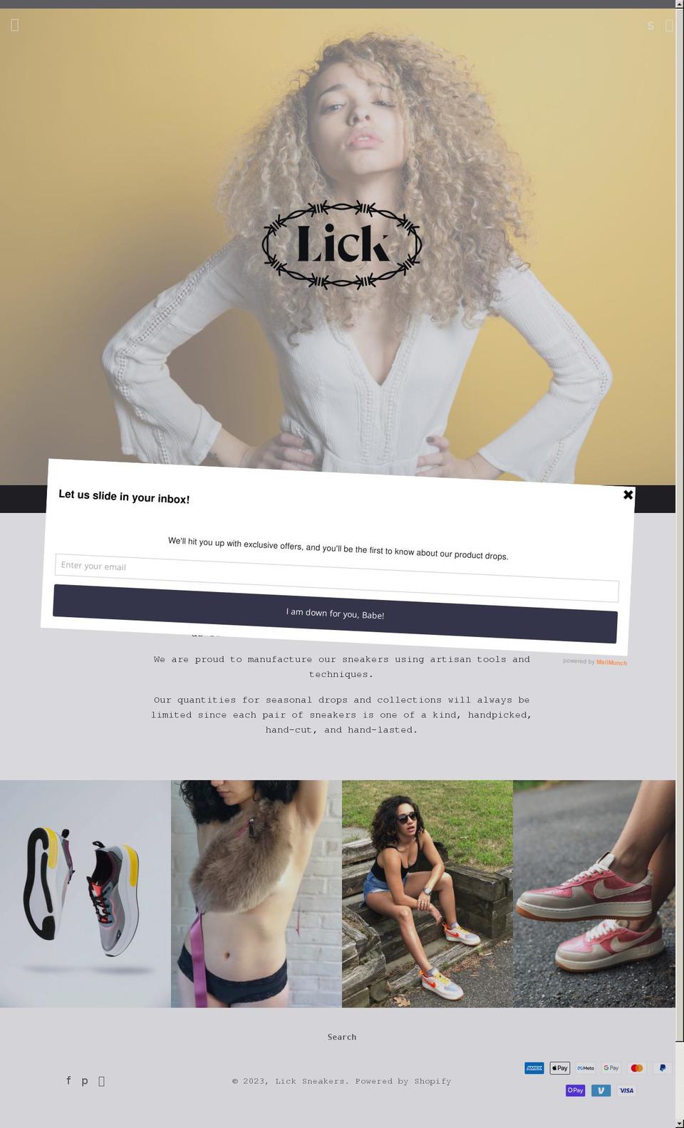 licksneakers.com — Shopify storefront screenshot