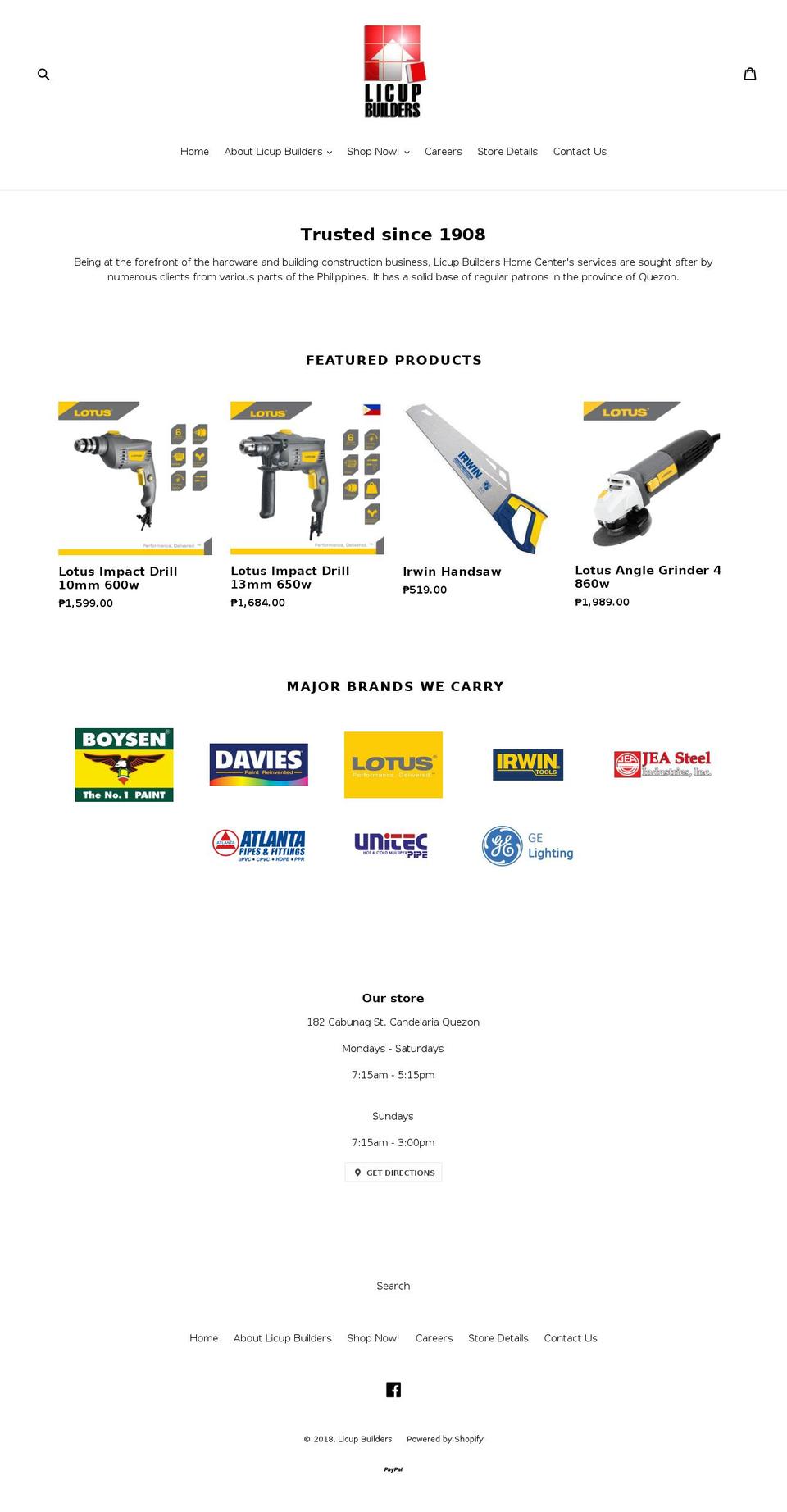 licupbuilders.com — Shopify storefront screenshot