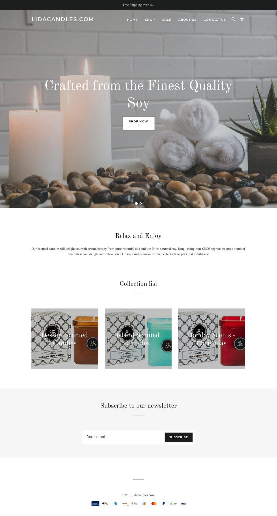 lidacandles.com — Shopify storefront screenshot