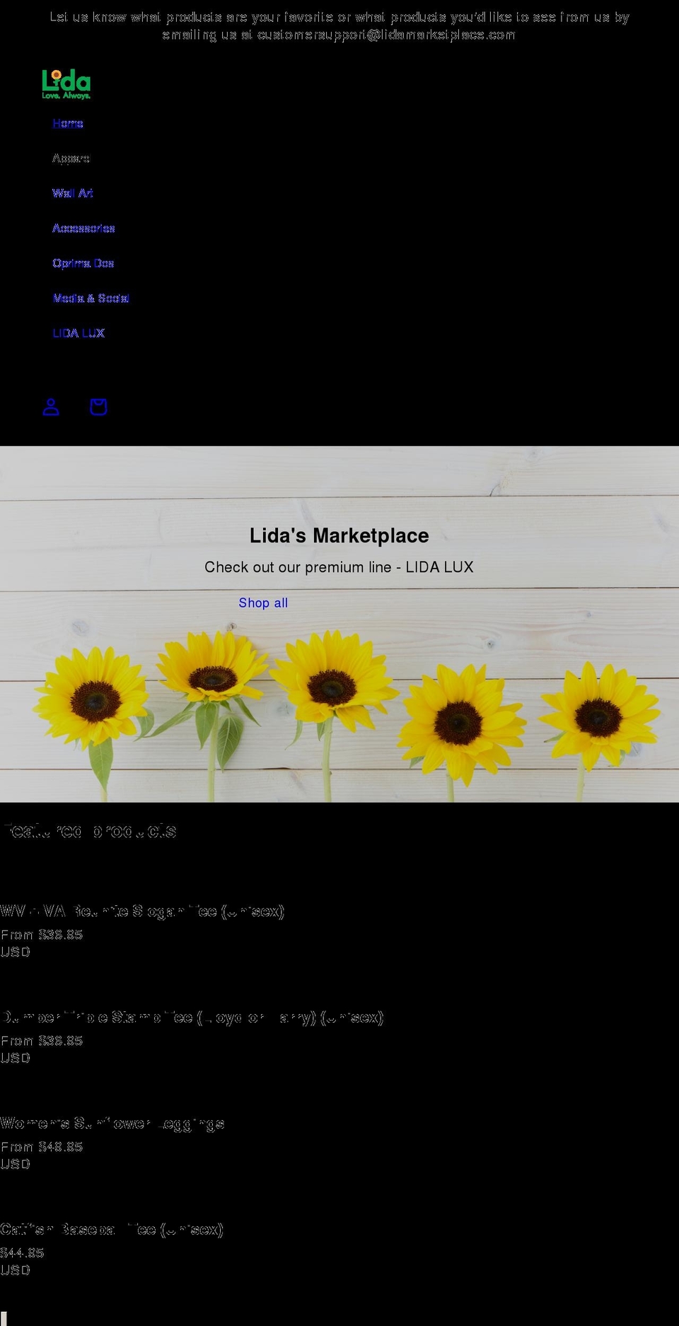 lidamarketplace.com shopify website screenshot