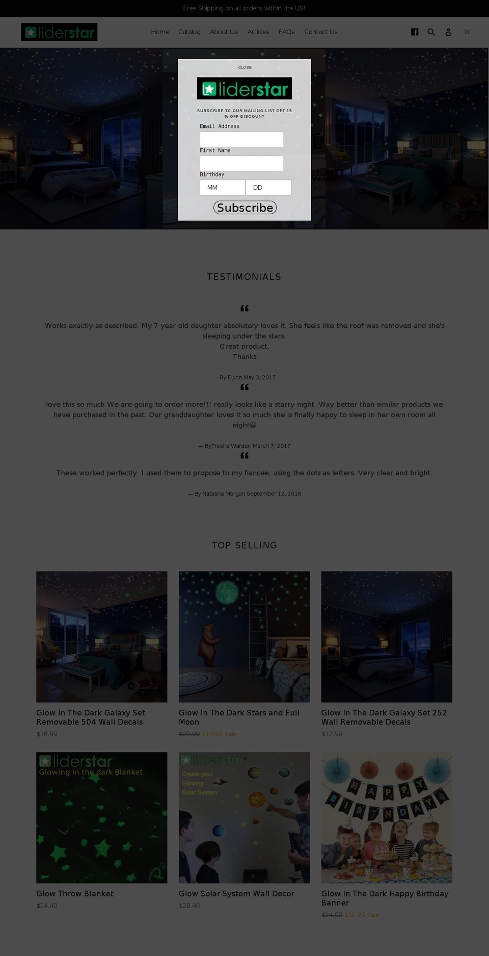 liderstar-store.com shopify website screenshot