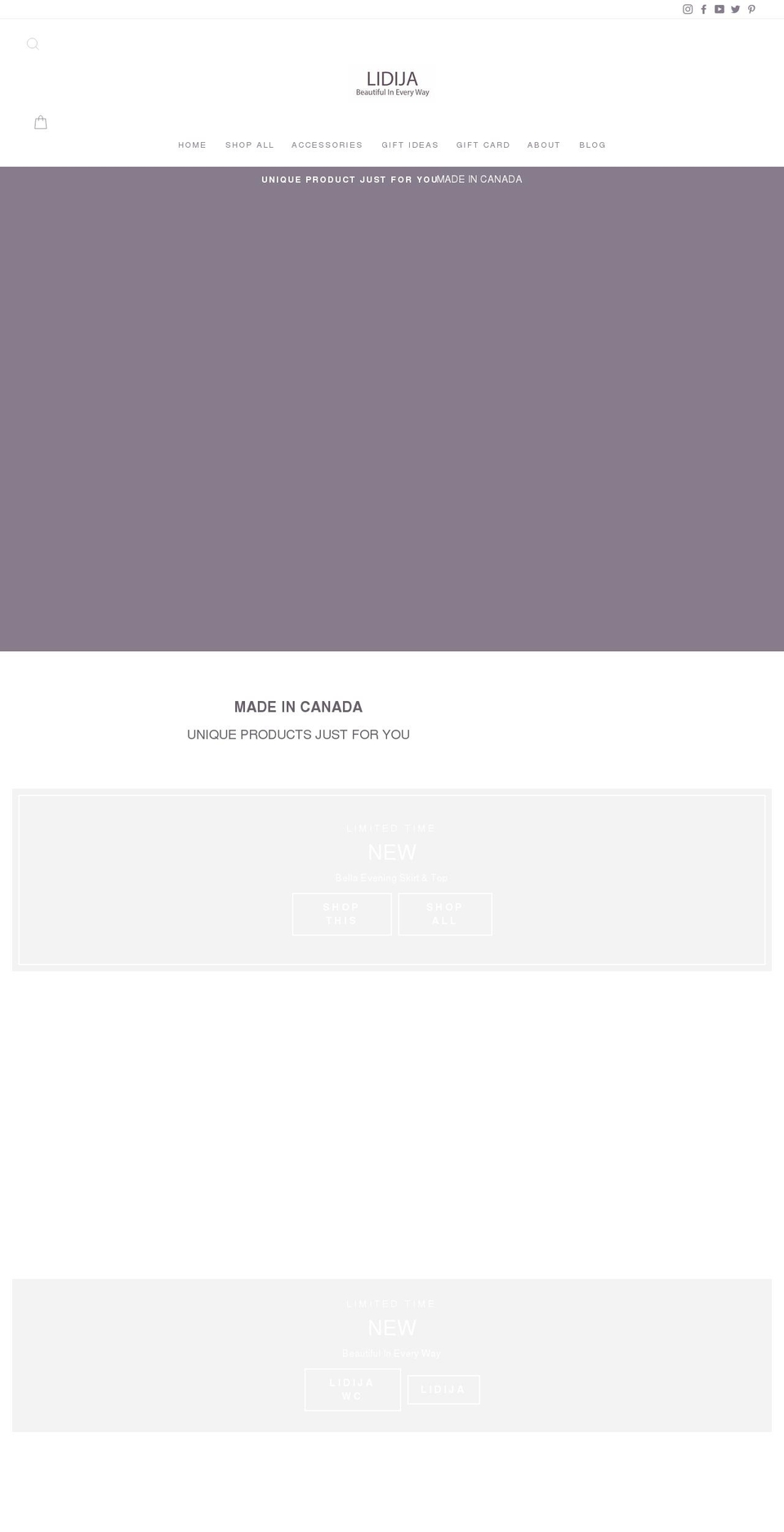lidija.ca shopify website screenshot