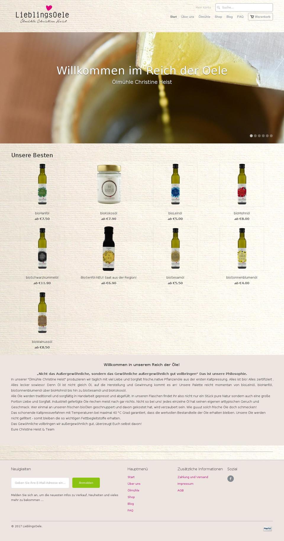 lieblingsoele.com shopify website screenshot