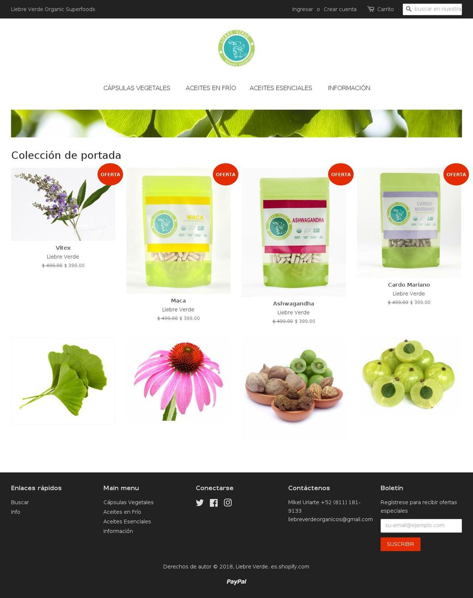 liebreverde.com — Shopify storefront screenshot