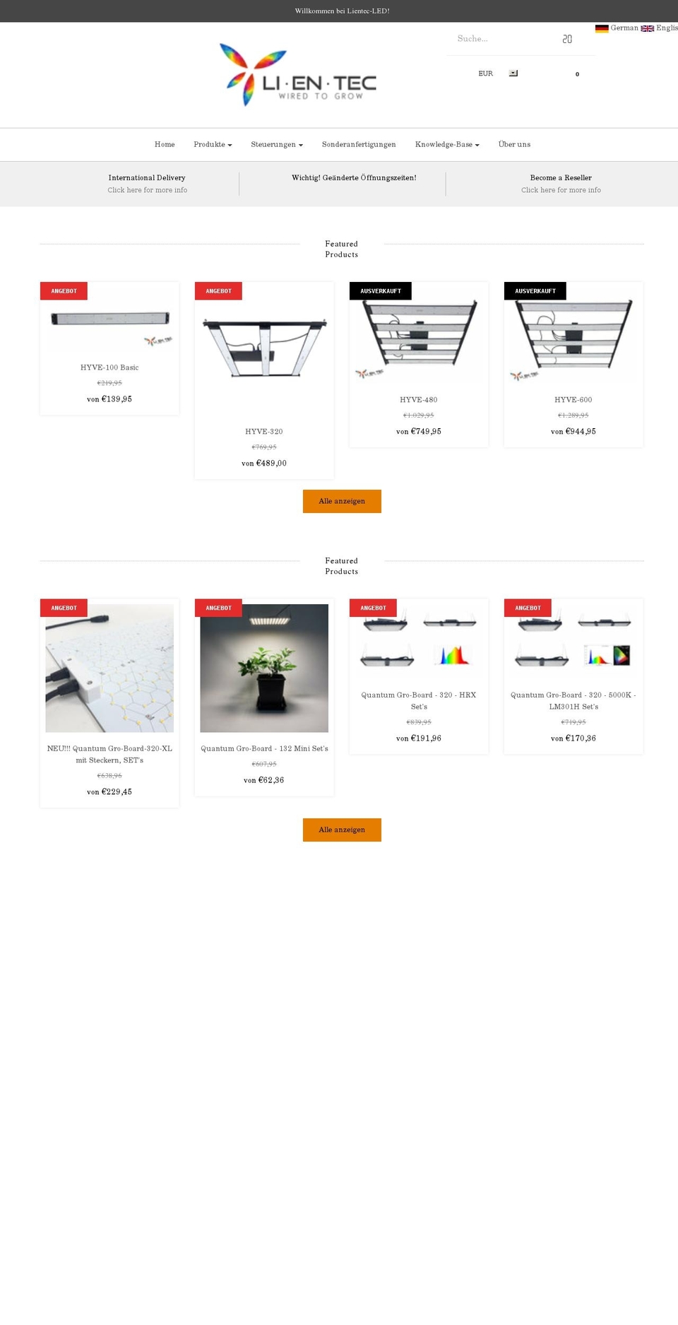 lientec-led.com shopify website screenshot