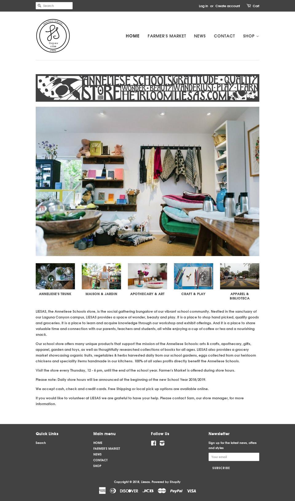 liesas.com — Shopify storefront screenshot