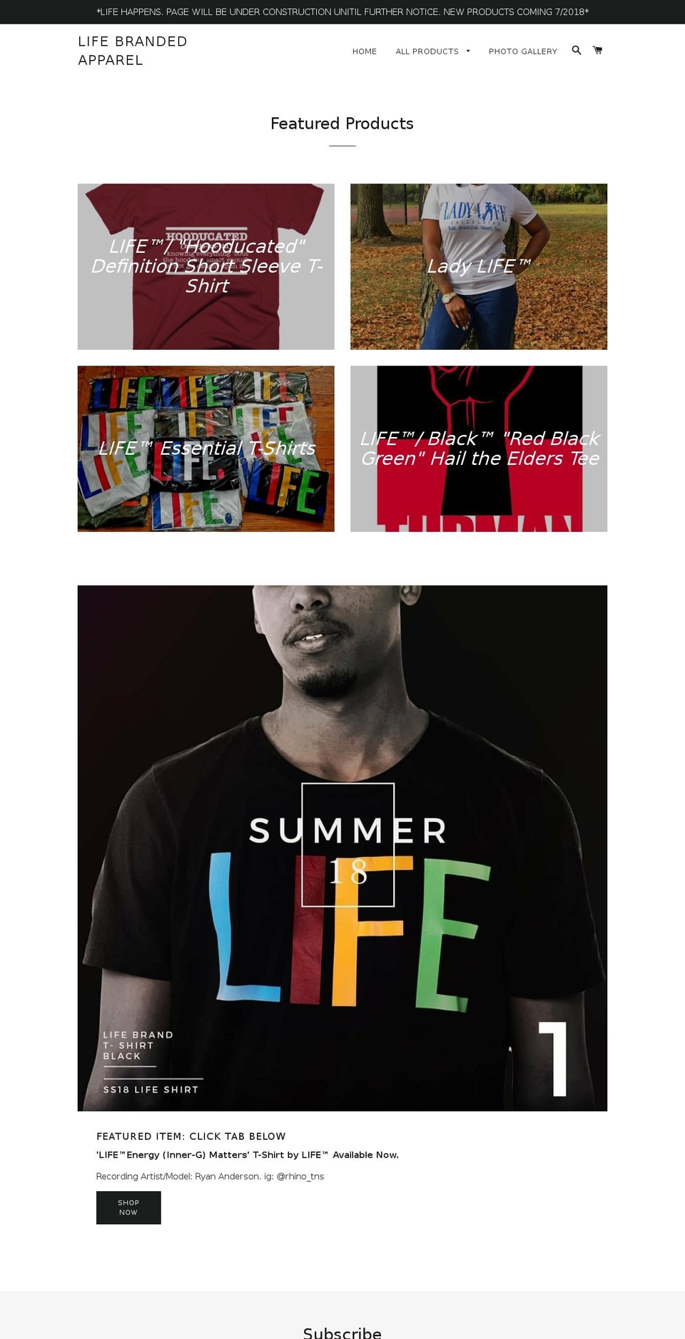 life-branded-apparel.com shopify website screenshot
