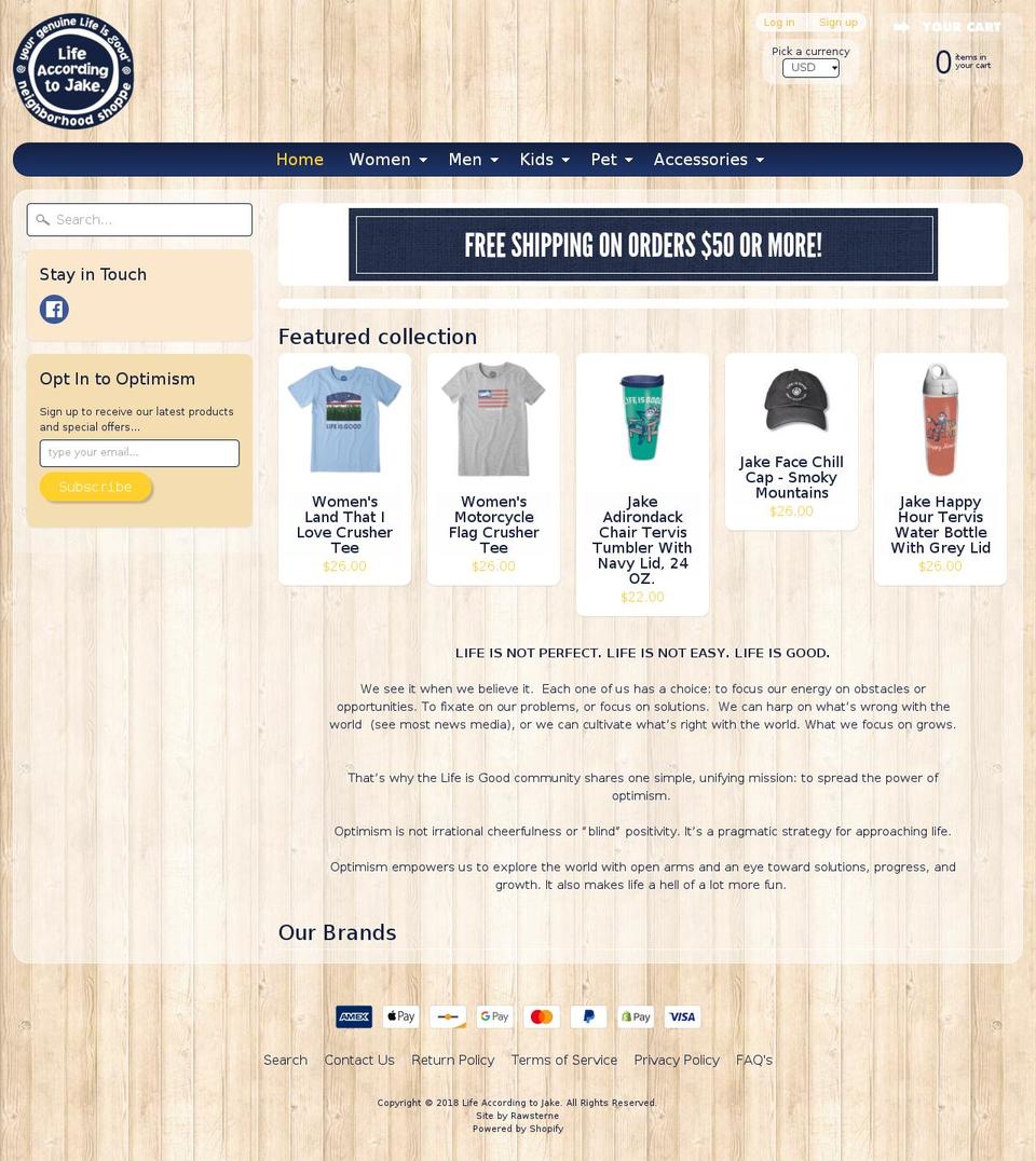 lifeaccordingtojake.com — Shopify storefront screenshot