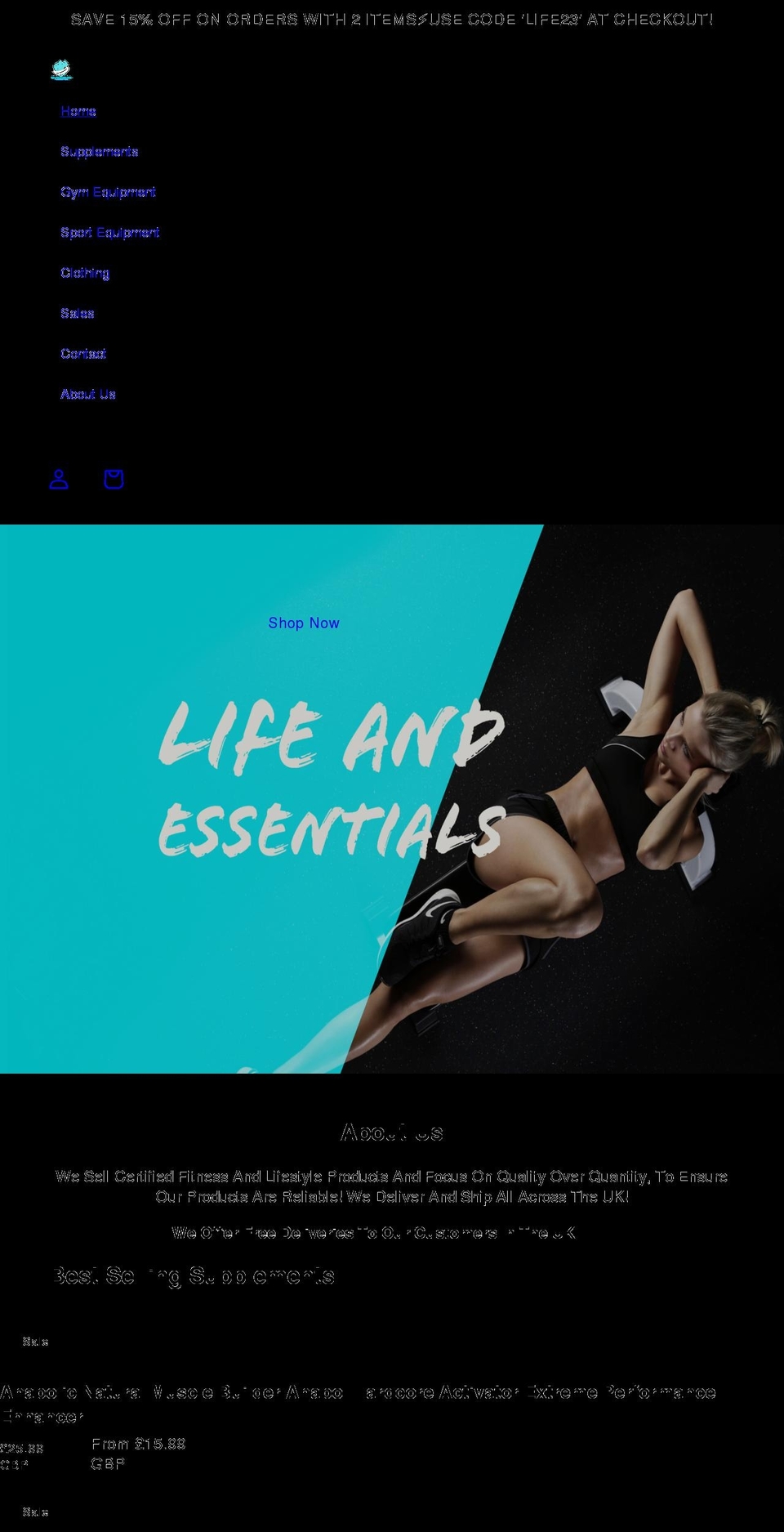 lifeandessentials.com shopify website screenshot