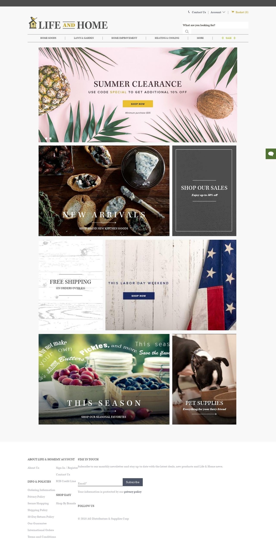 lifeandhome.com — Shopify storefront screenshot