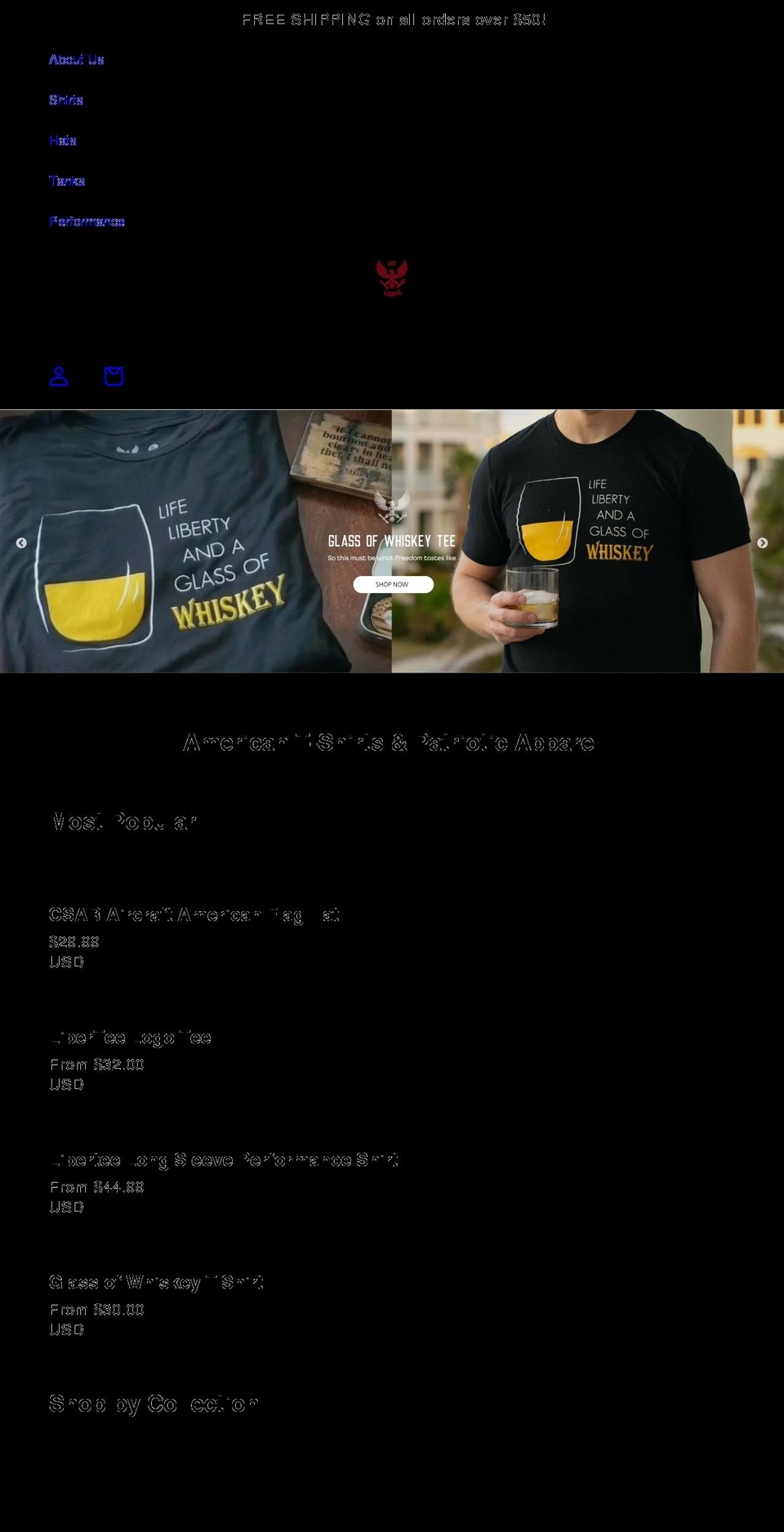lifeandlibertee.com shopify website screenshot