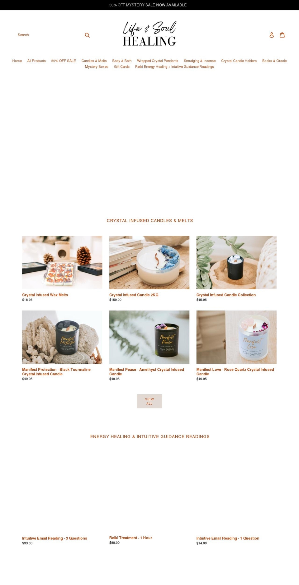 lifeandsoulhealing.com.au shopify website screenshot