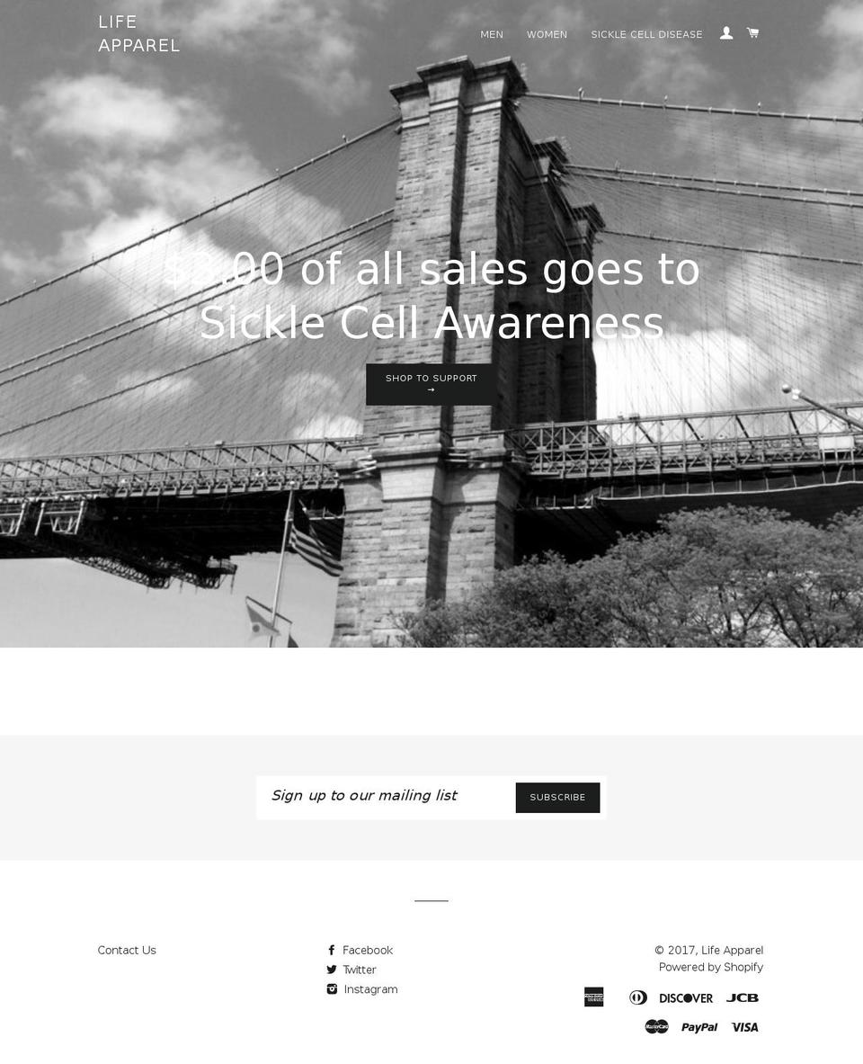 lifeapparel.net shopify website screenshot