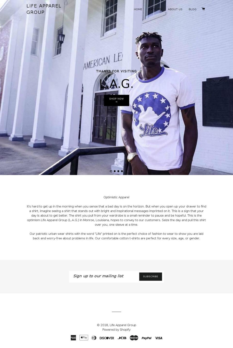 lifeapparelgroup.com — Shopify storefront screenshot