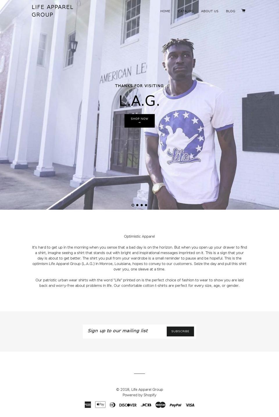 lifeapparelgroup.net shopify website screenshot