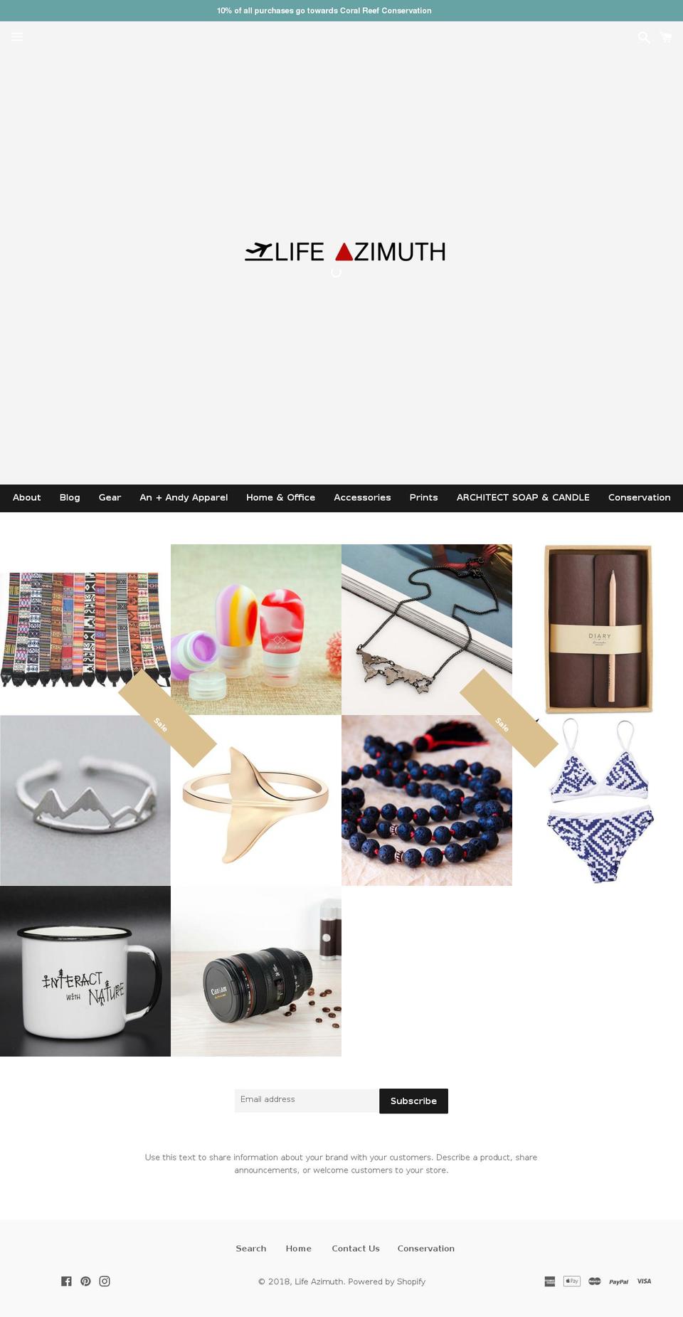 lifeazimuth.com — Shopify storefront screenshot