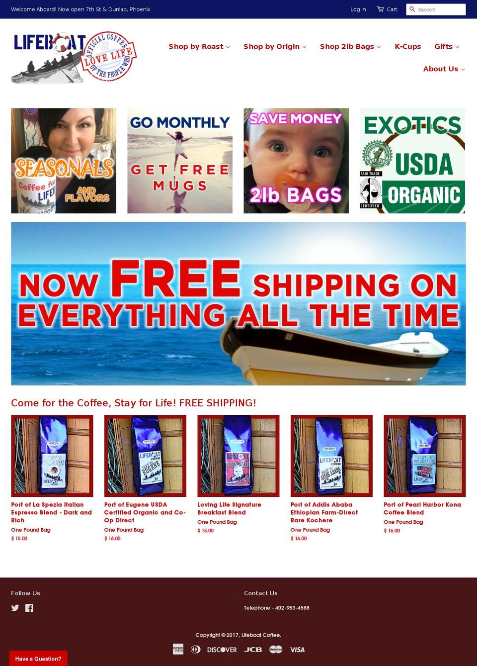 lifeboatcoffee.com shopify website screenshot