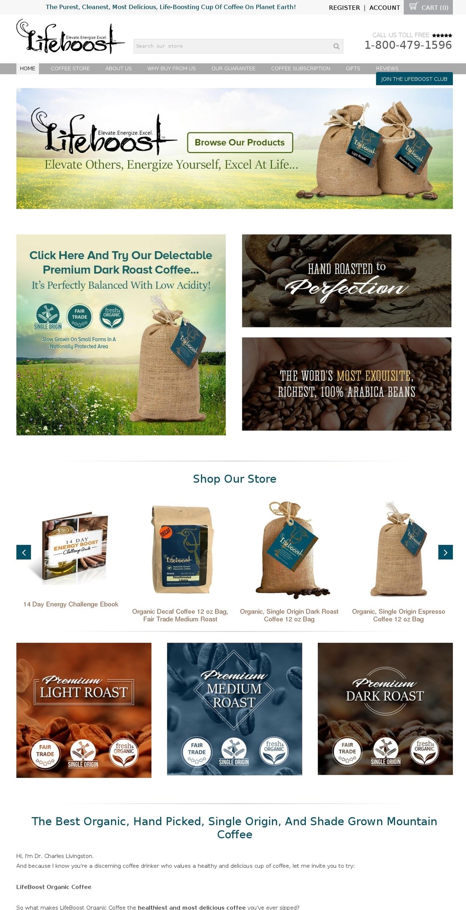 lifeboostcoffee.com shopify website screenshot