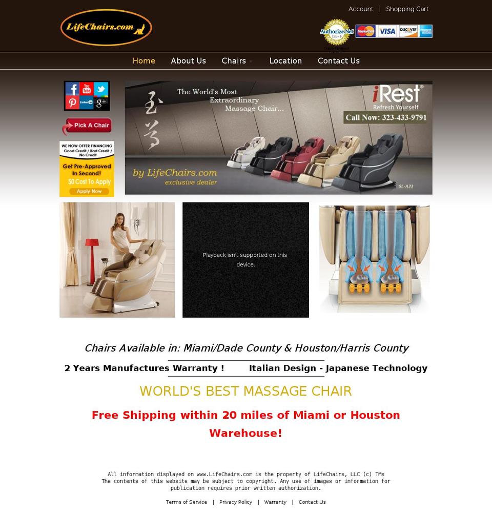 lifechairs.com shopify website screenshot