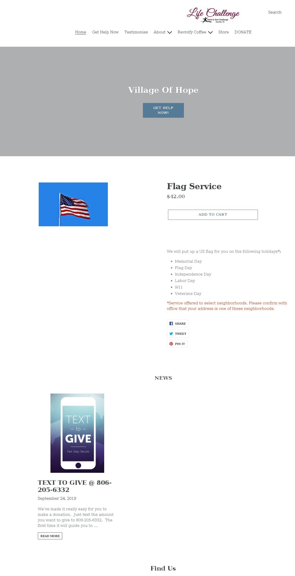 lifechallengeofamarillo.com shopify website screenshot