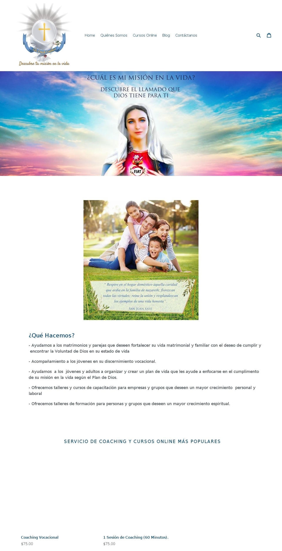 lifecoachcatolico.com — Shopify storefront screenshot