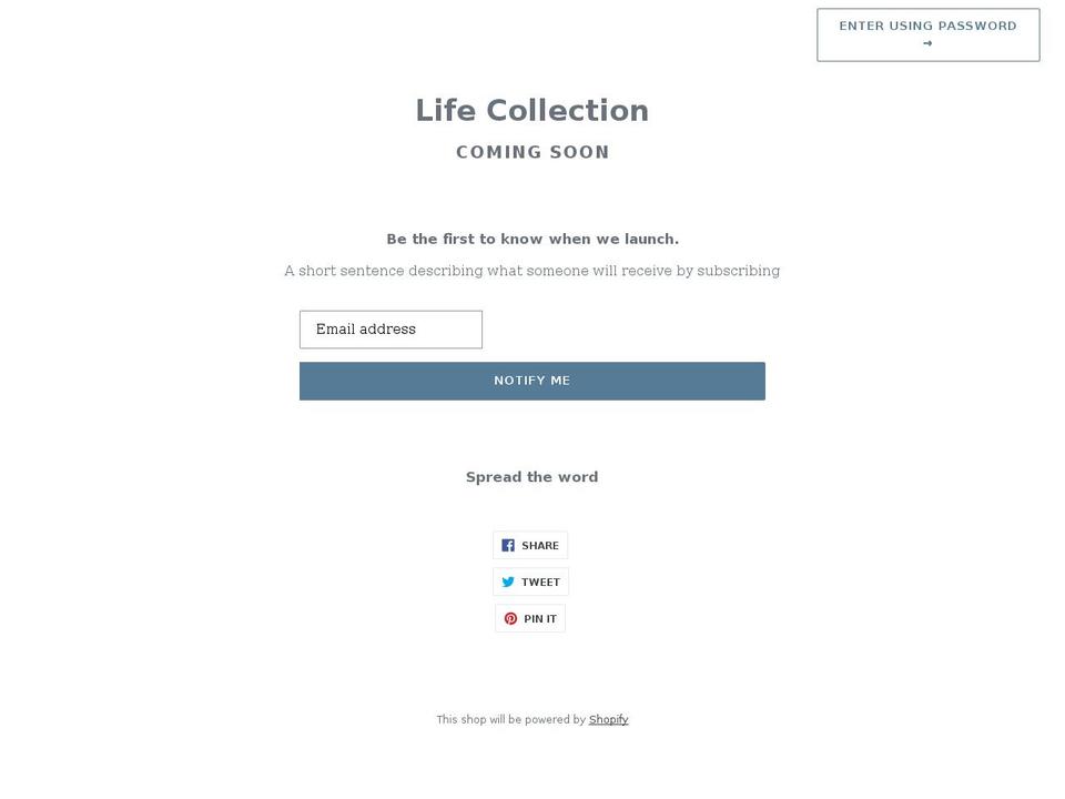 lifecollectionclothing.com shopify website screenshot