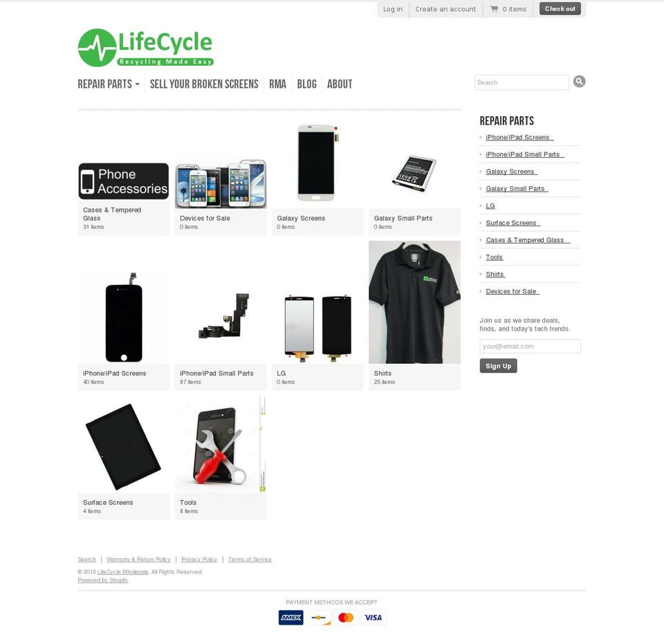 lifecyclewholesale.com — Shopify storefront screenshot