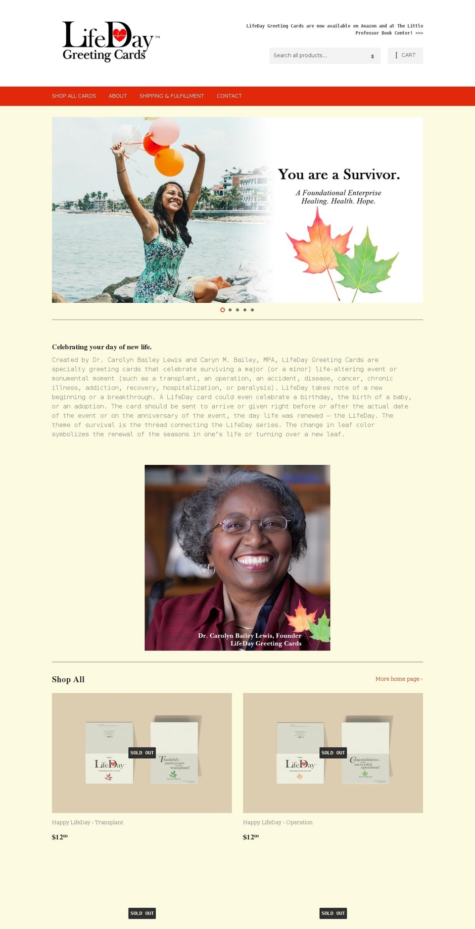 lifedaygreetingcards.com shopify website screenshot