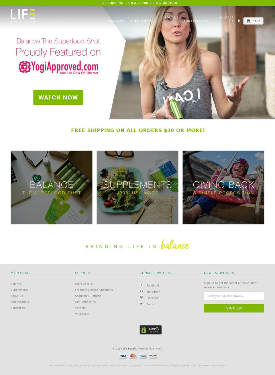 lifeequals.com shopify website screenshot