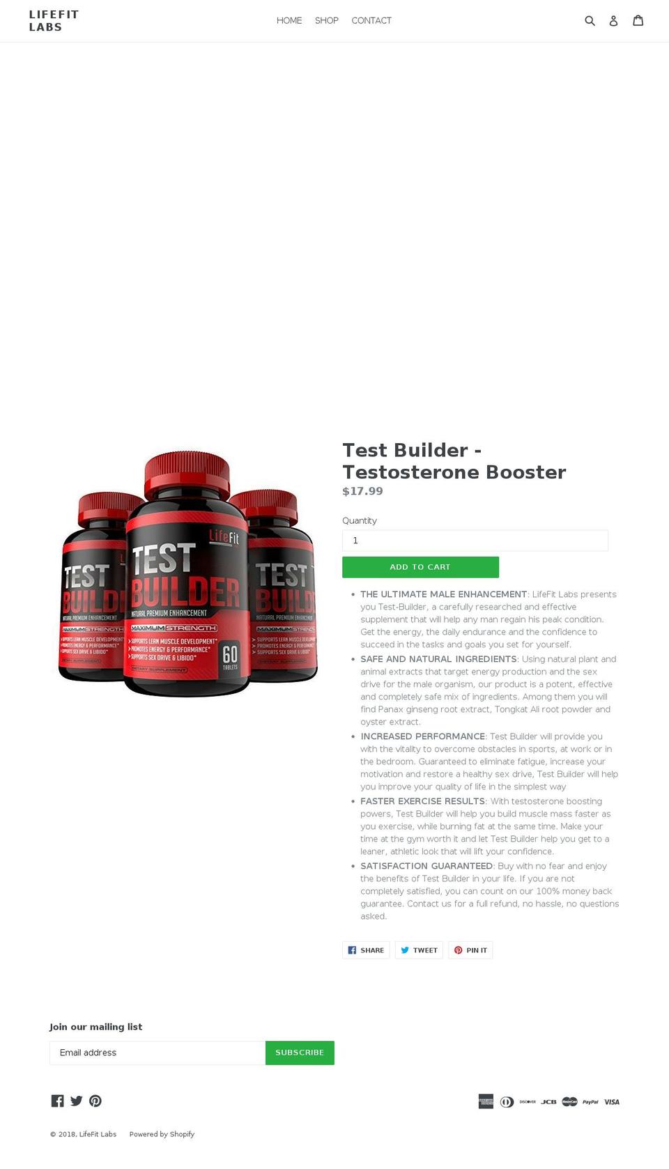 lifefitlabs.com — Shopify storefront screenshot