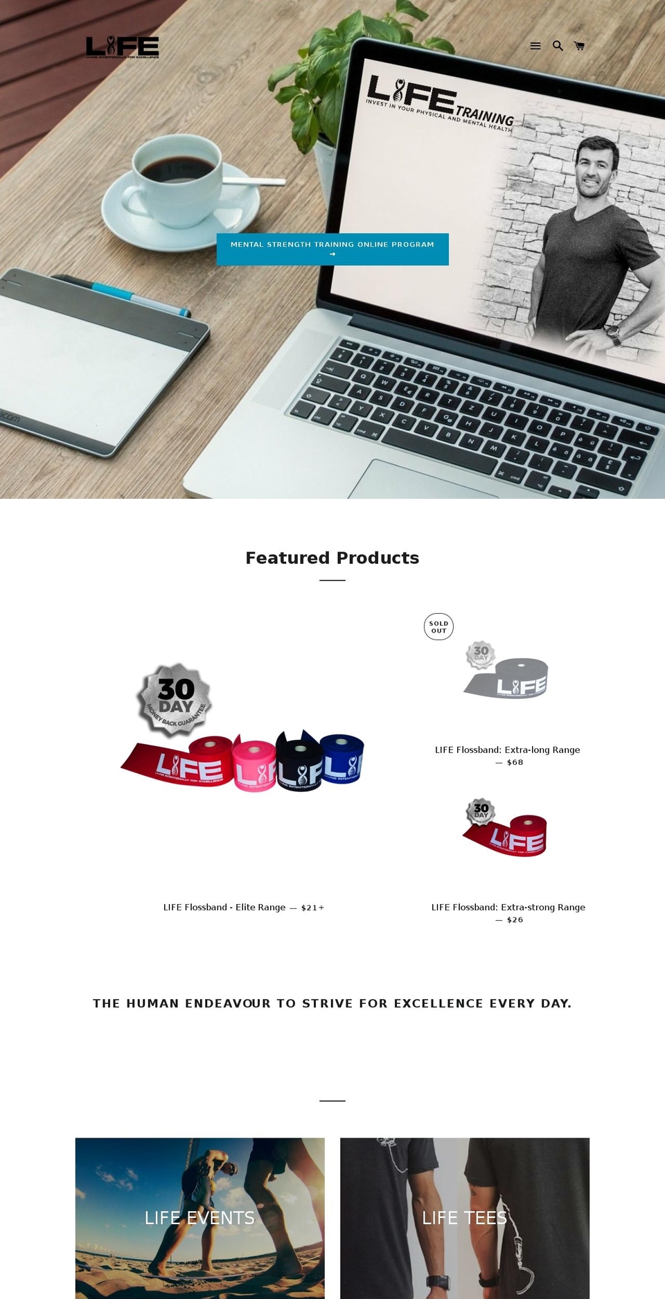 lifeforexcellence.com — Shopify storefront screenshot