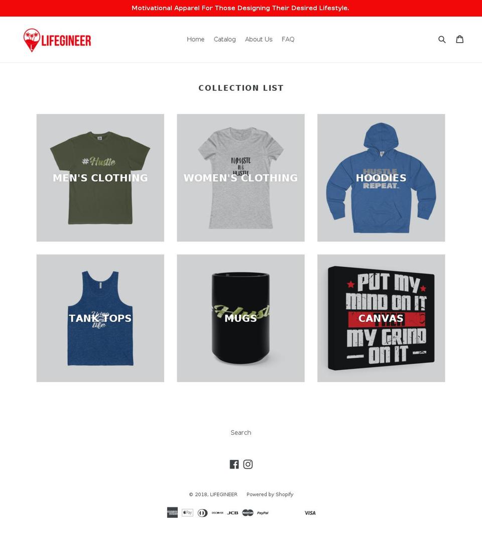 lifegineer.com — Shopify storefront screenshot