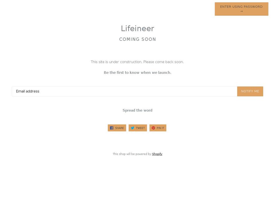 lifeineer.com — Shopify storefront screenshot