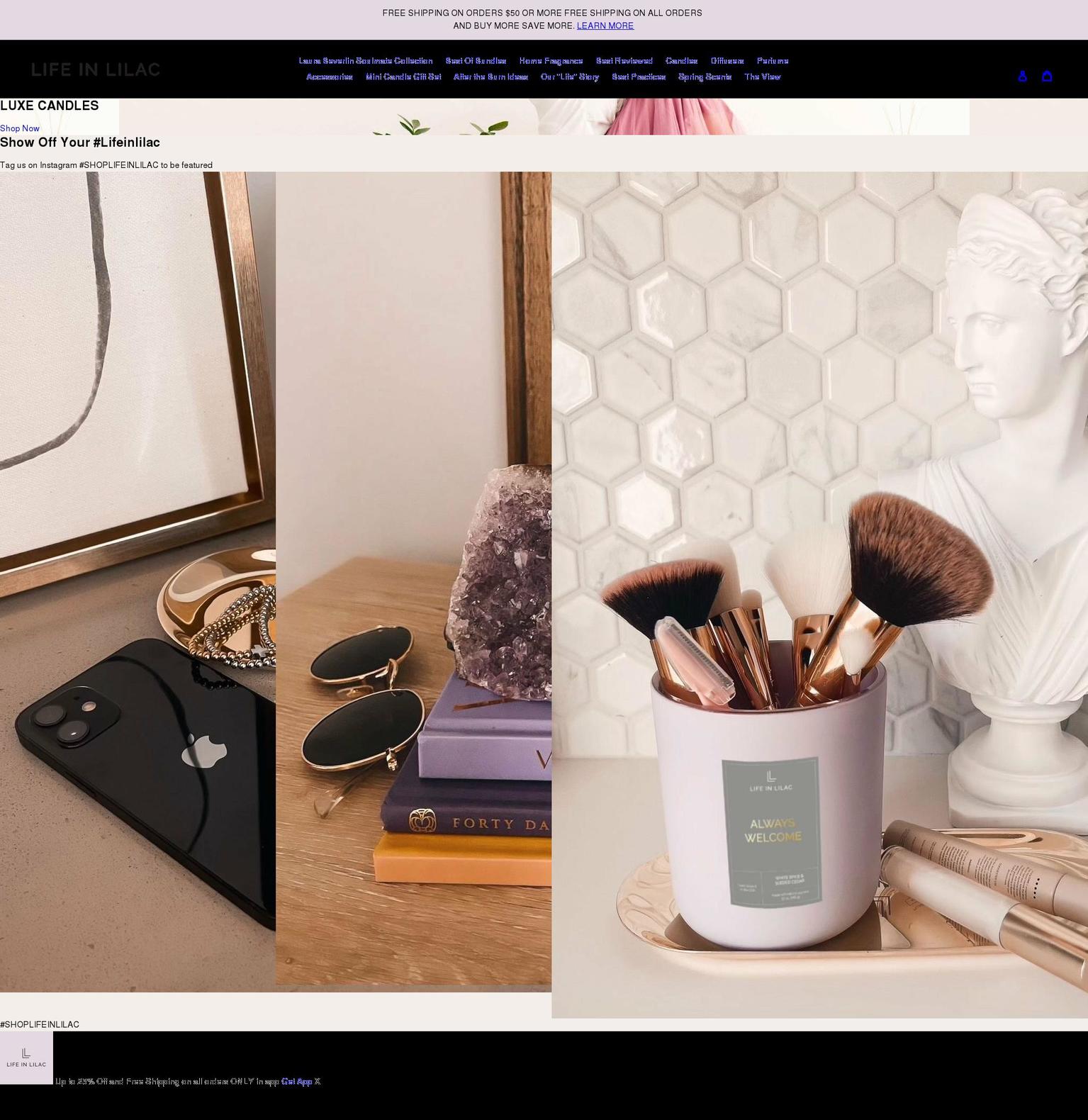 lifeinlilac.com shopify website screenshot