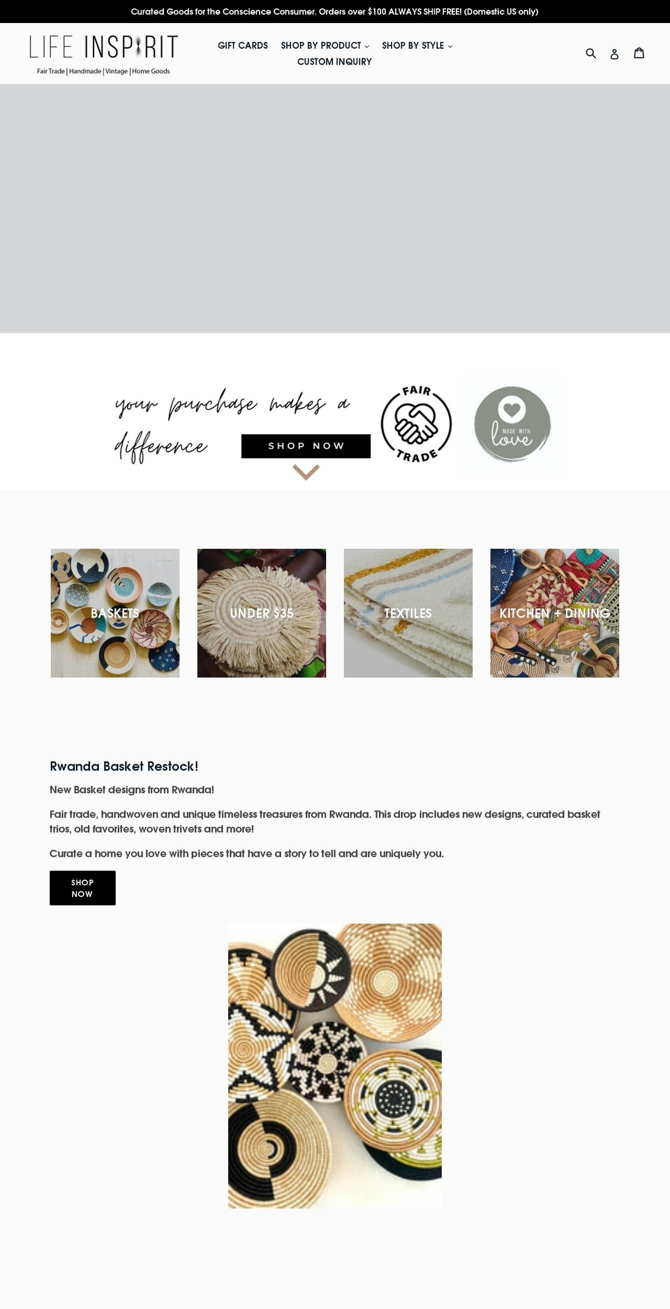 lifeinspirithome.com — Shopify storefront screenshot