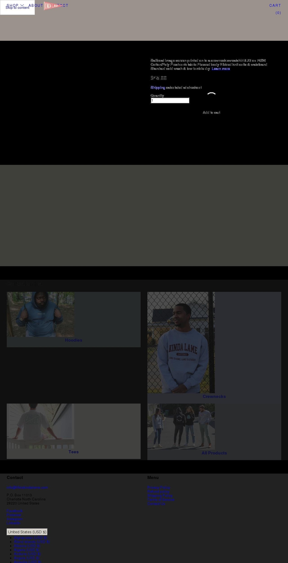 lifeiskindalame.com shopify website screenshot