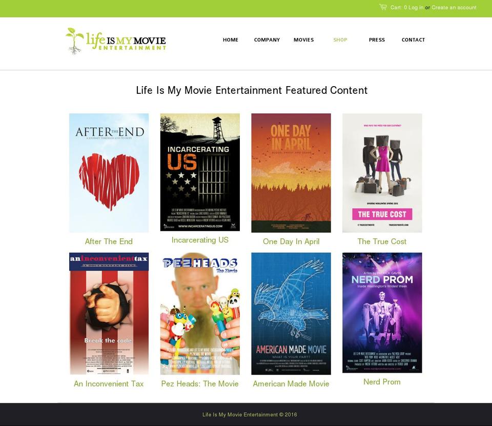 lifeismymovie.us shopify website screenshot