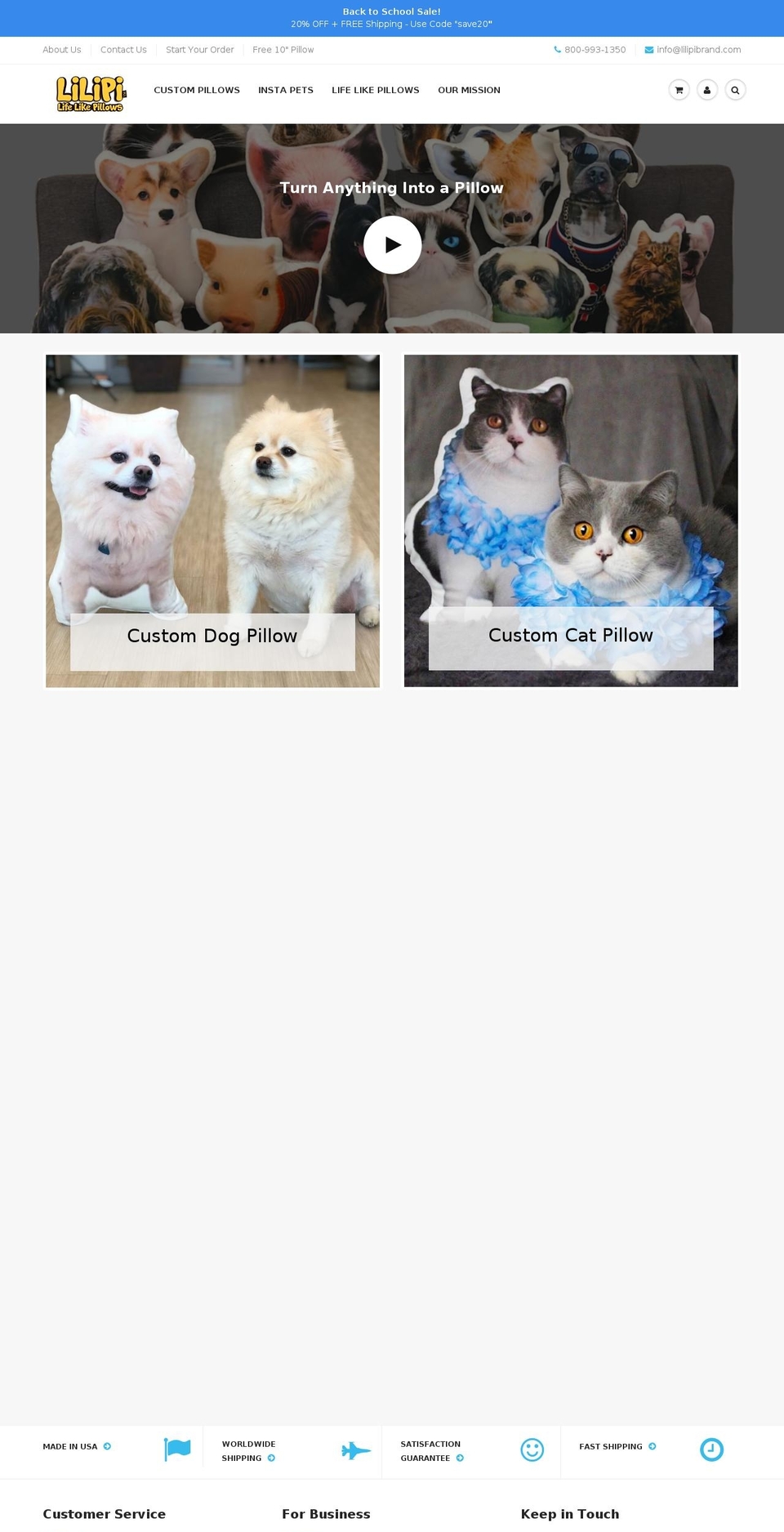 lifelikepillows.com — Shopify storefront screenshot