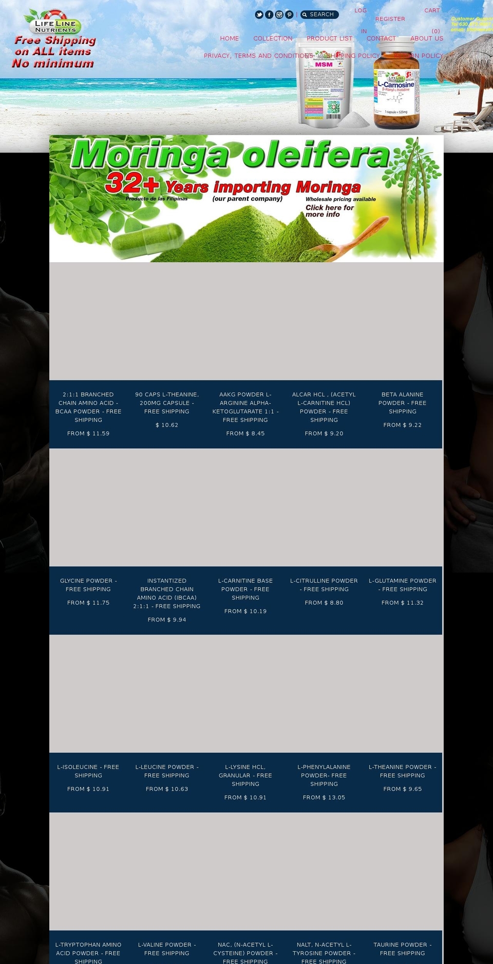 lifelinenutrient.com shopify website screenshot
