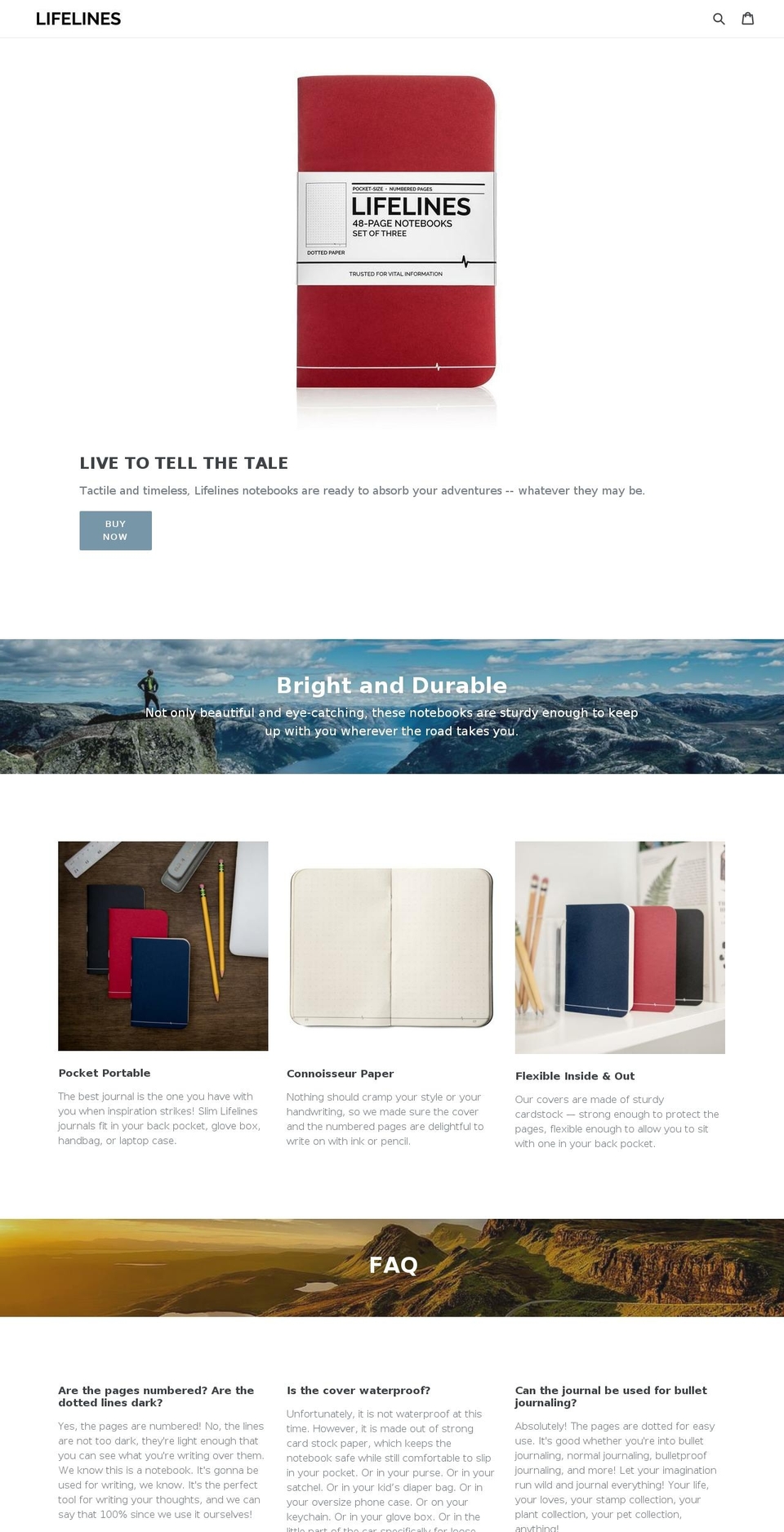 lifelinesbrand.com — Shopify storefront screenshot