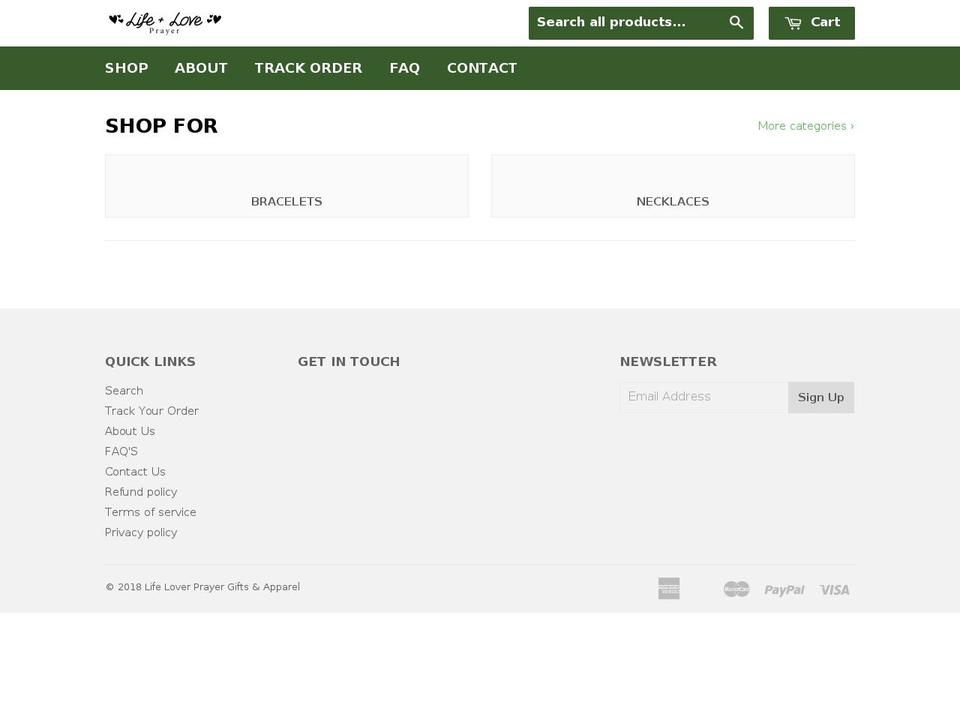 lifeloveprayer.com — Shopify storefront screenshot